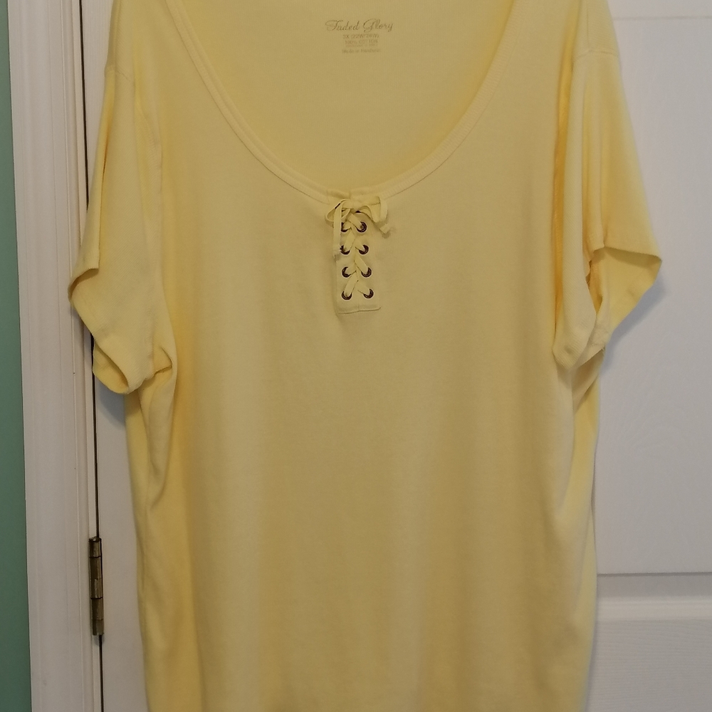 Faded Glory short sleeve top, Lt Yellow, size 3X